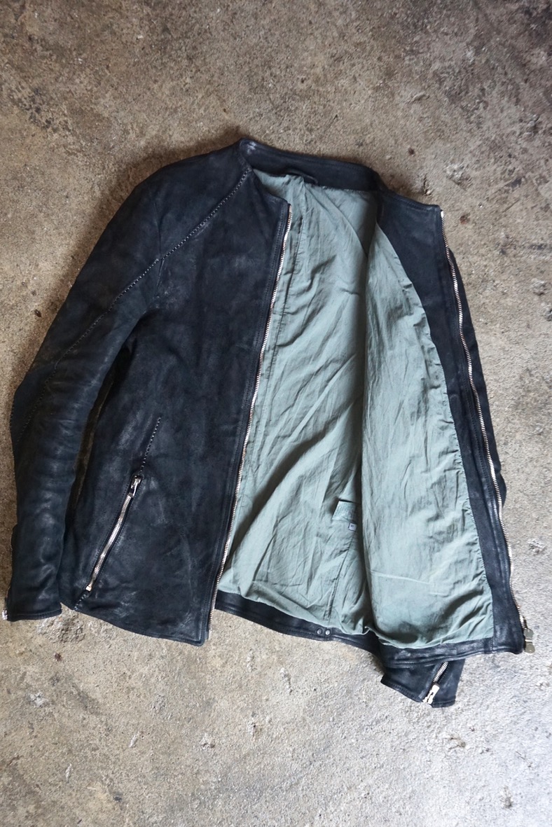 12111-41157. HORSE LEATHER NO COLLAR ZIP/F MOTO SPIRAL ARM LINED