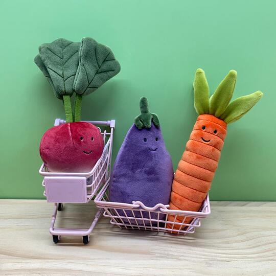 Jellycat ぬいぐるみ野菜人形 - ニンジン、ナス、タマネギ、ブロッコリー