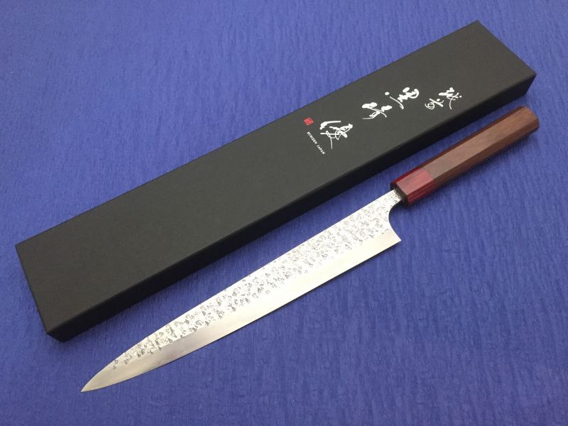 越前鍛冶 黒崎優 作 本鍛造 パウダーハイスR2鋼 筋引270mm 菱乱打鎚