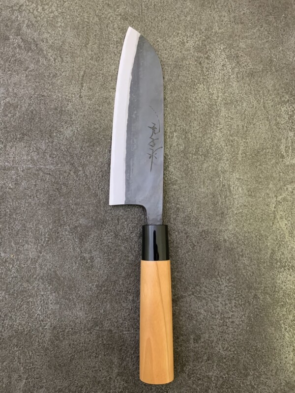 信濃打刃物 伝統工芸士 畑山充吉 充吉作 黒打 三徳165mm 桜柄