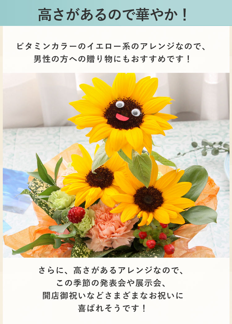 クール便でお届け アレンジメント ～にっこりヒマワリSUN [冷蔵便