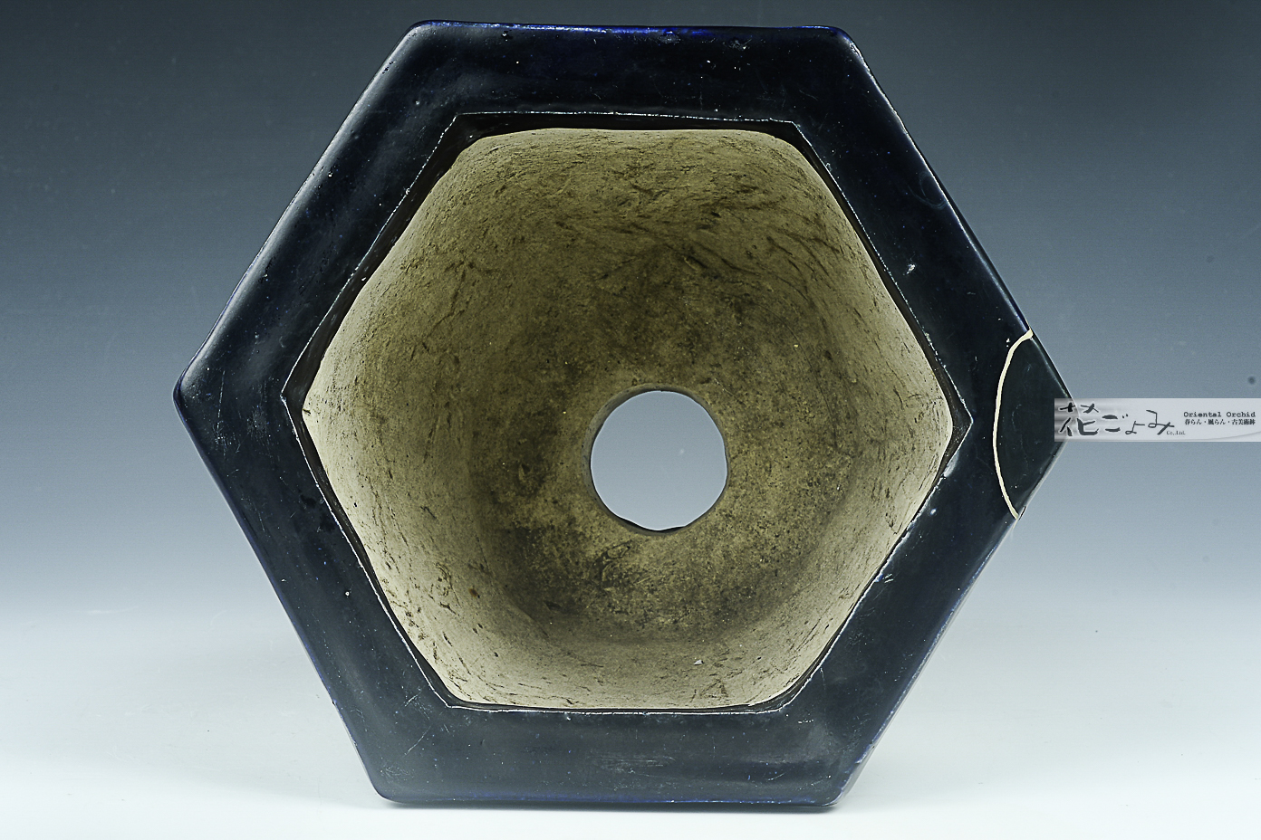 お庭焼【偕楽園製六角古鉢】金継ぎお直し - 東洋蘭専門店 花ごよみ