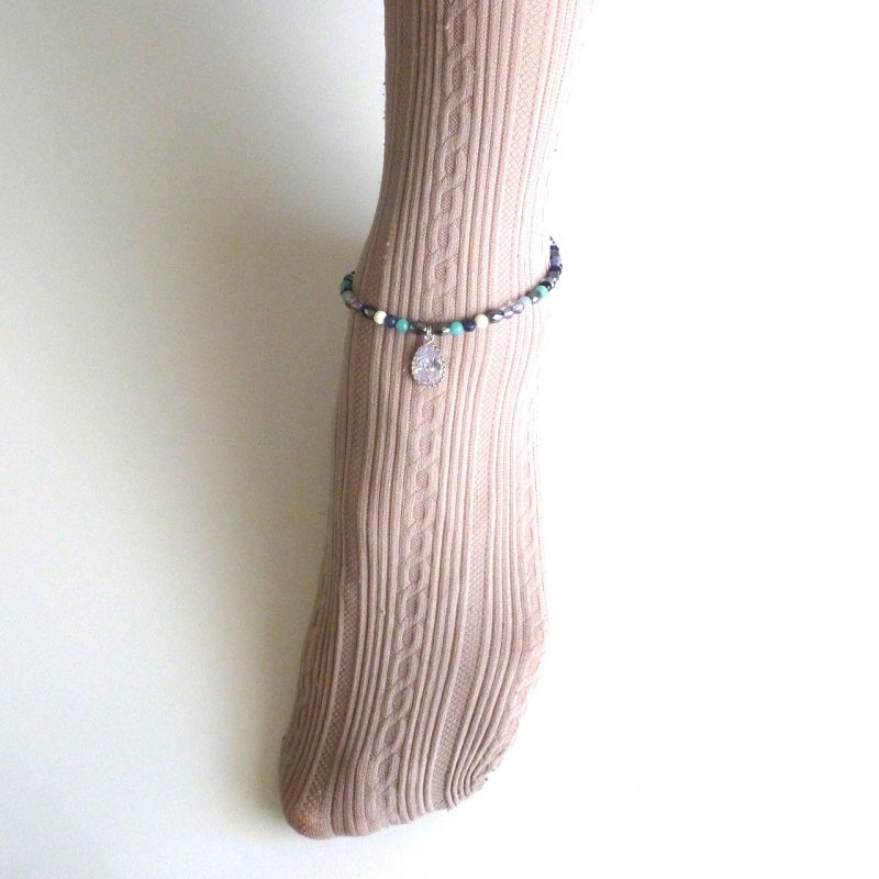 天然石(8種)&チャーム付 アンクレット-足元にもパワーストーン【ポスト