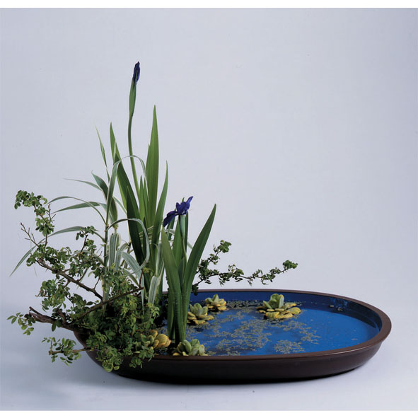 花もあ / 烏泥小判型水盤