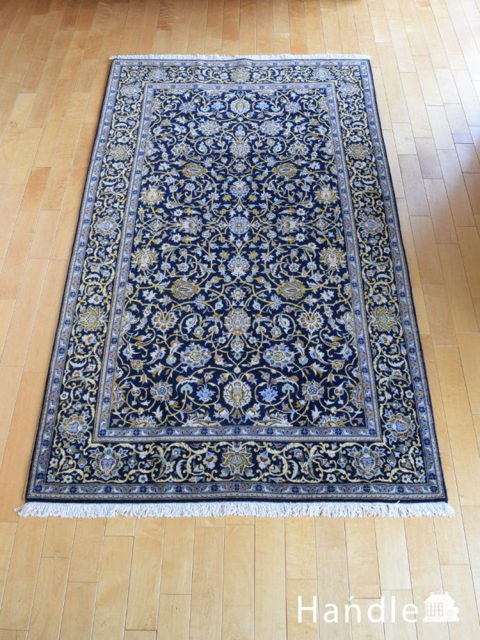 コルクウールのオールドペルシャ絨毯、Kashan（カシャーン）のラグ(m