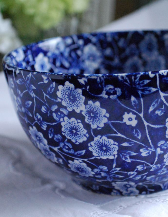 英国輸入雑貨 バーレイ社のシュガーボウルL(ブルーキャリコ)(n1-239