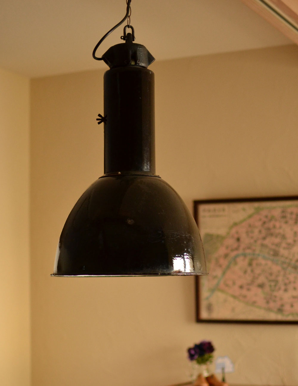 インダストリアル照明、フランスアンティークエナメルランプ（Lipa