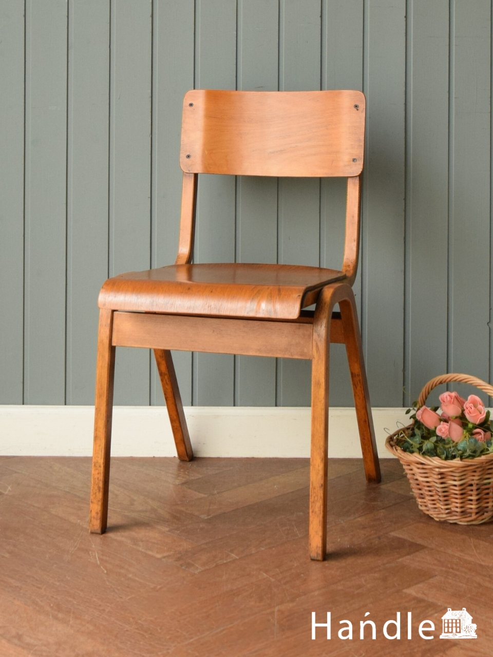 英国アンティークの回転椅子、木製のデスクチェア（リボルビングチェア