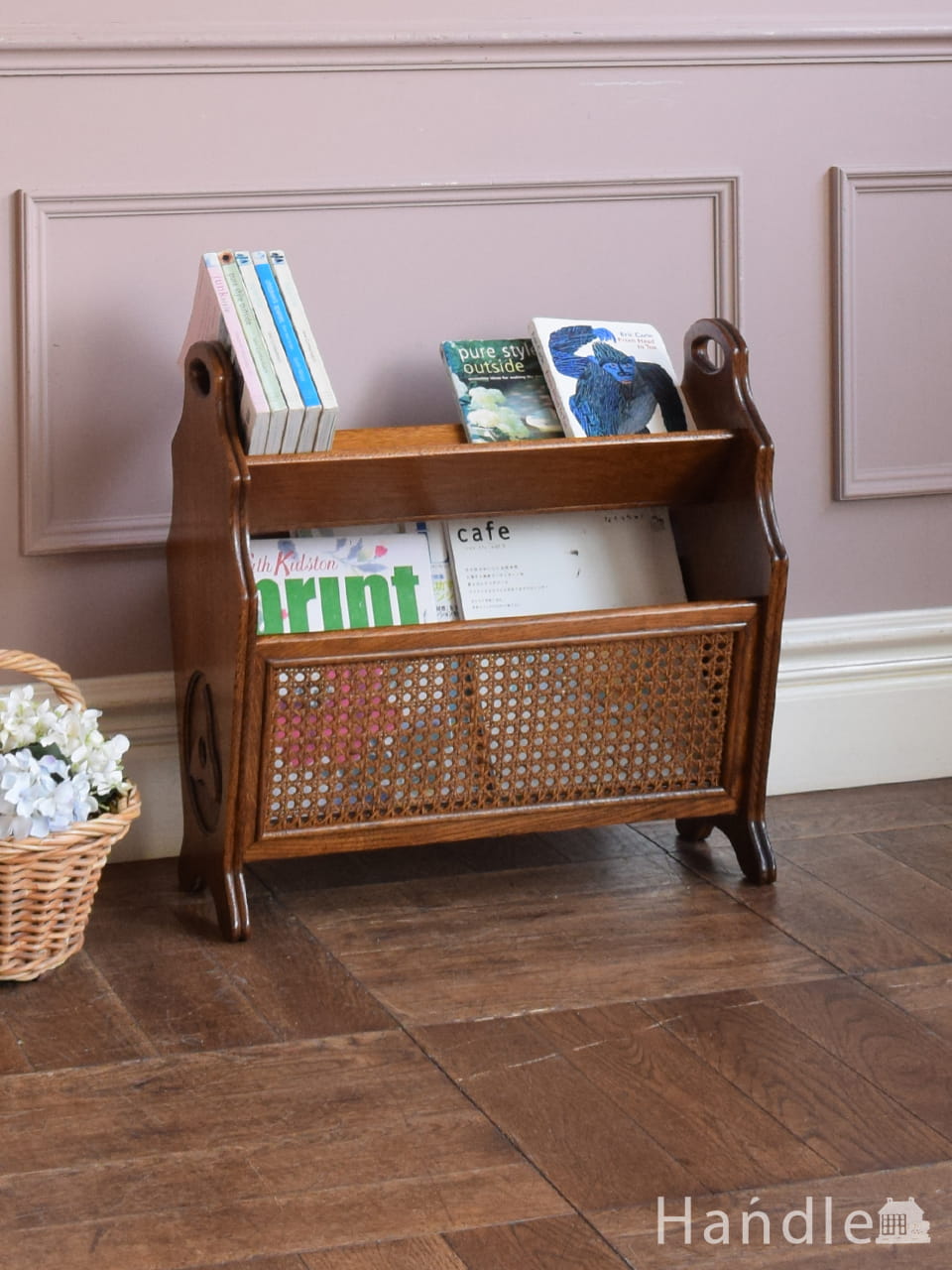 タイル天板の豪華なマガジンラック、小さいアンティーク家具(j-1893-f