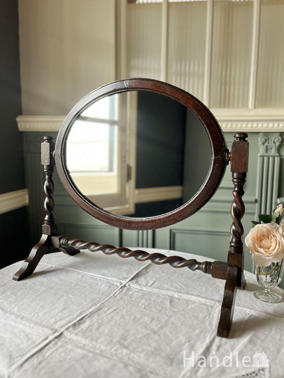 八角形のおしゃれなアンティーク壁掛け鏡、英国アンティークの