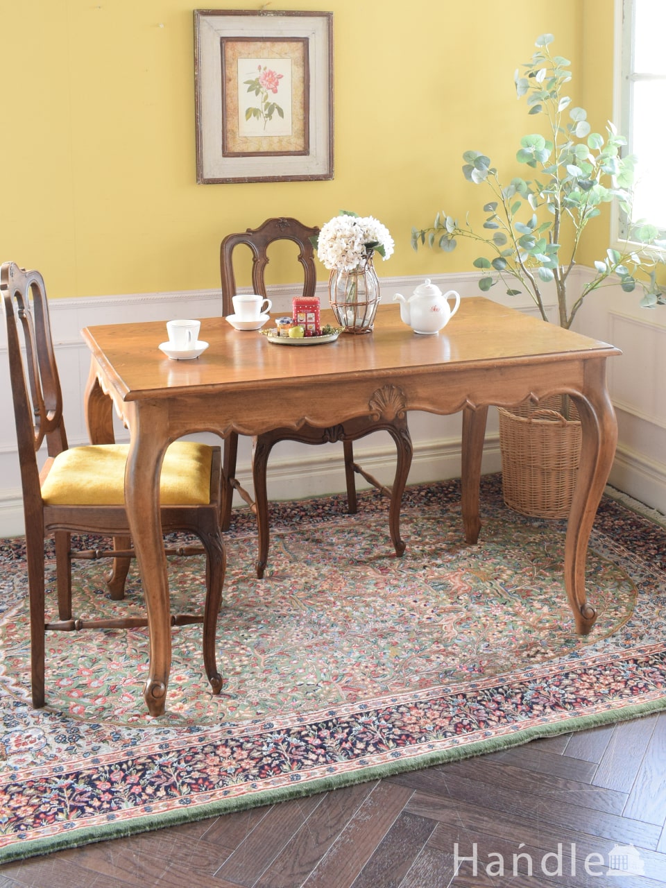 フランスの伸長式テーブル、猫脚が優雅なアンティークのダイニング