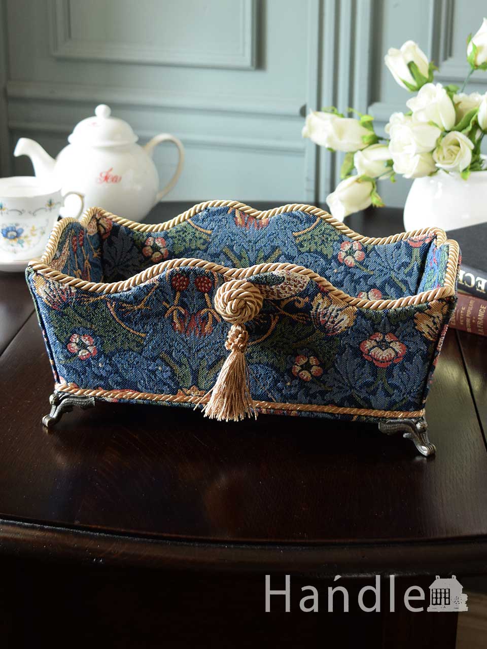 ウィリアムモリス風のインテリア雑貨、おしゃれな小物入れ「いちご泥棒