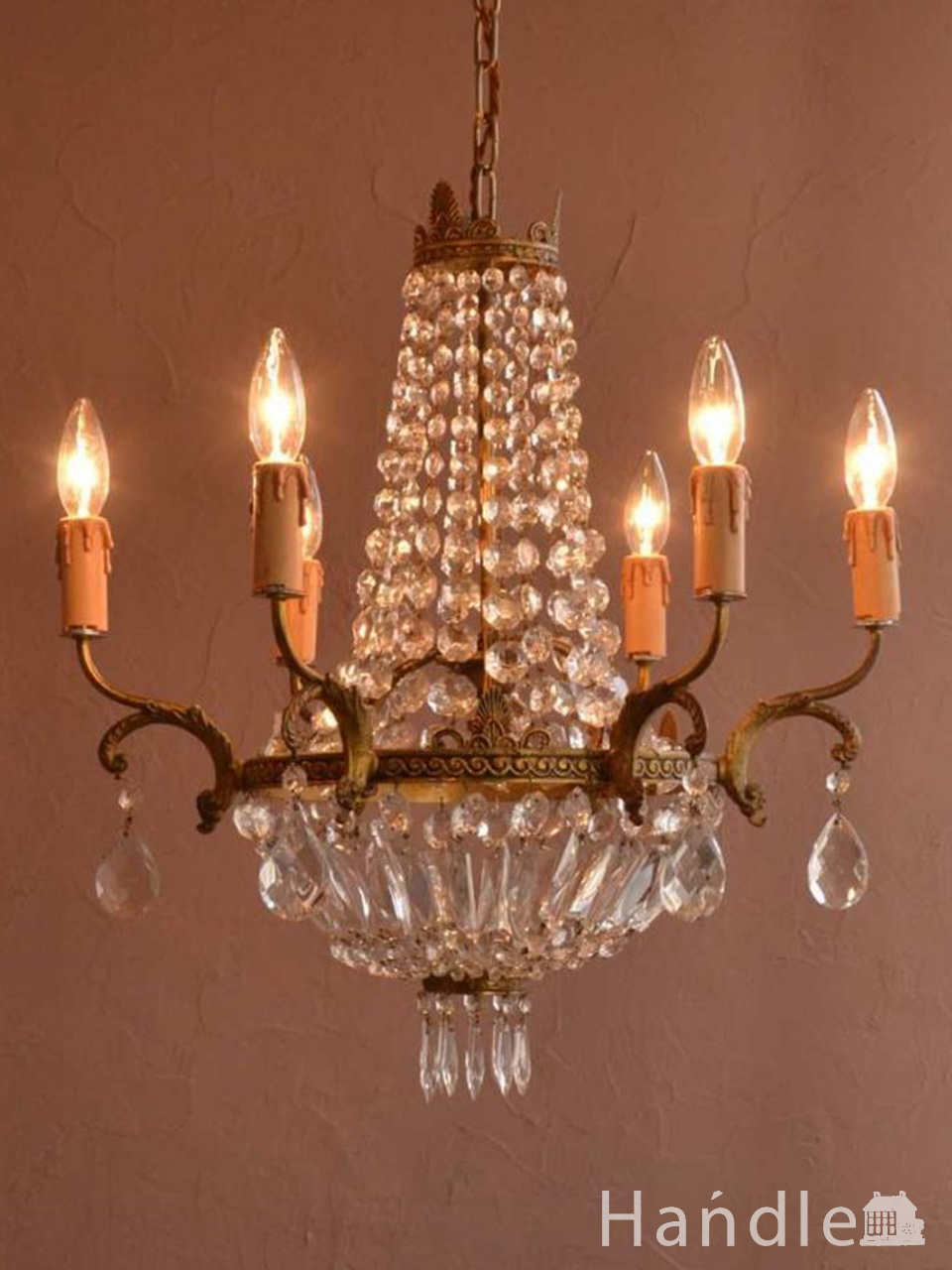 キラキラ輝くフランス輸入のアンティークシャンデリア（E17