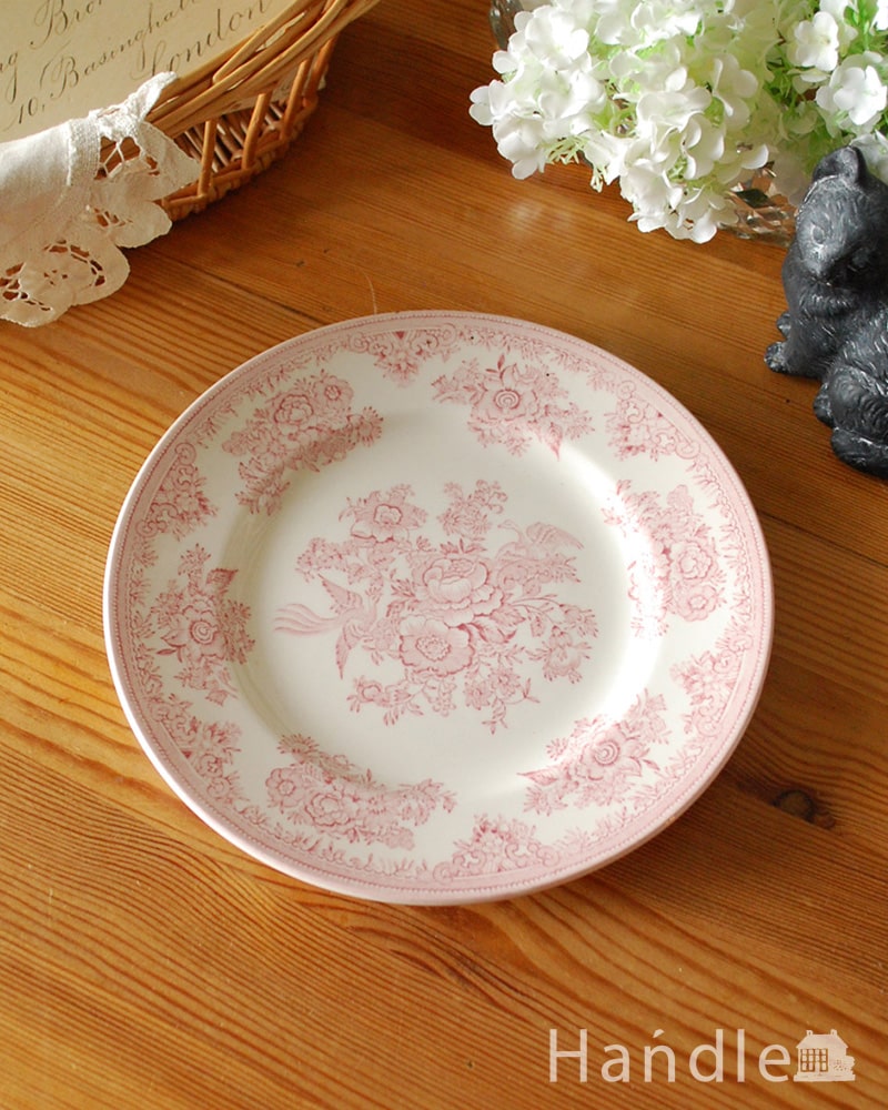 英国輸入雑貨 バーレイ社のプレートS 17.5cm（ピンクアジアティック