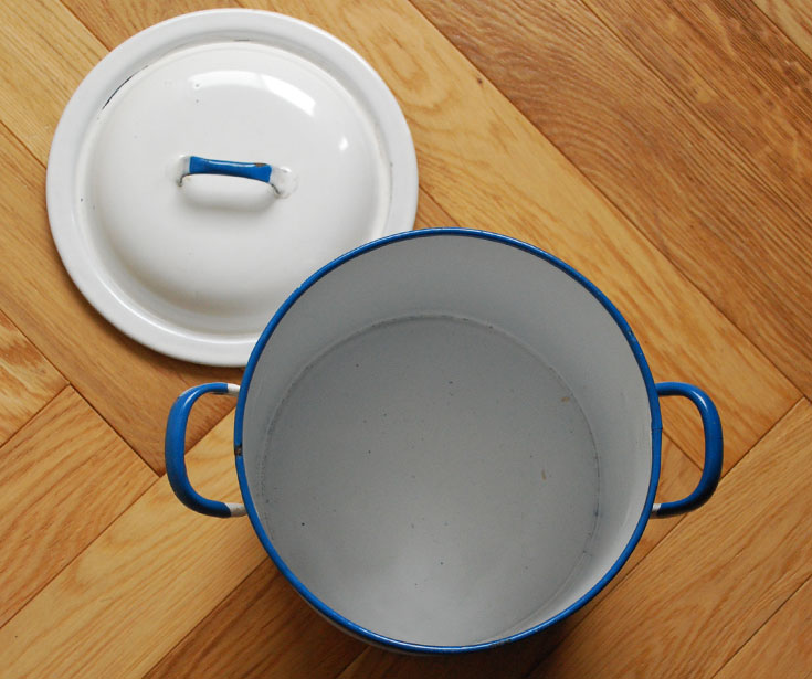 ブルーの持ち手がアクセント、アンティーク キャニスター（Flour