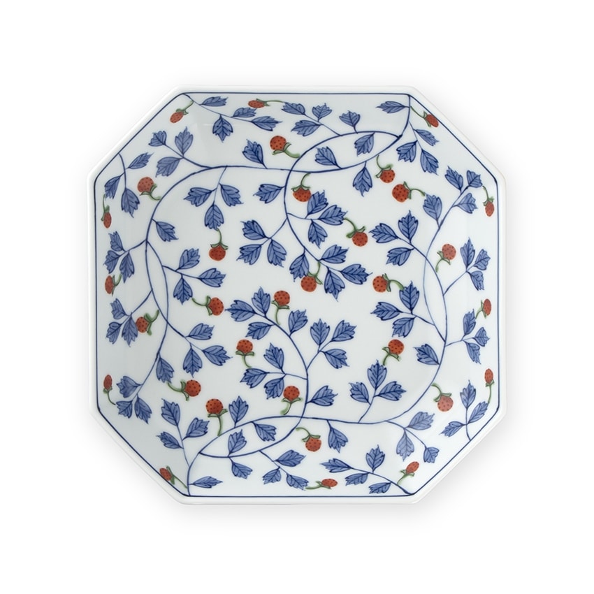 源右衛門]染錦 角小皿 8客セット 中古品* 源右衛門長角皿4