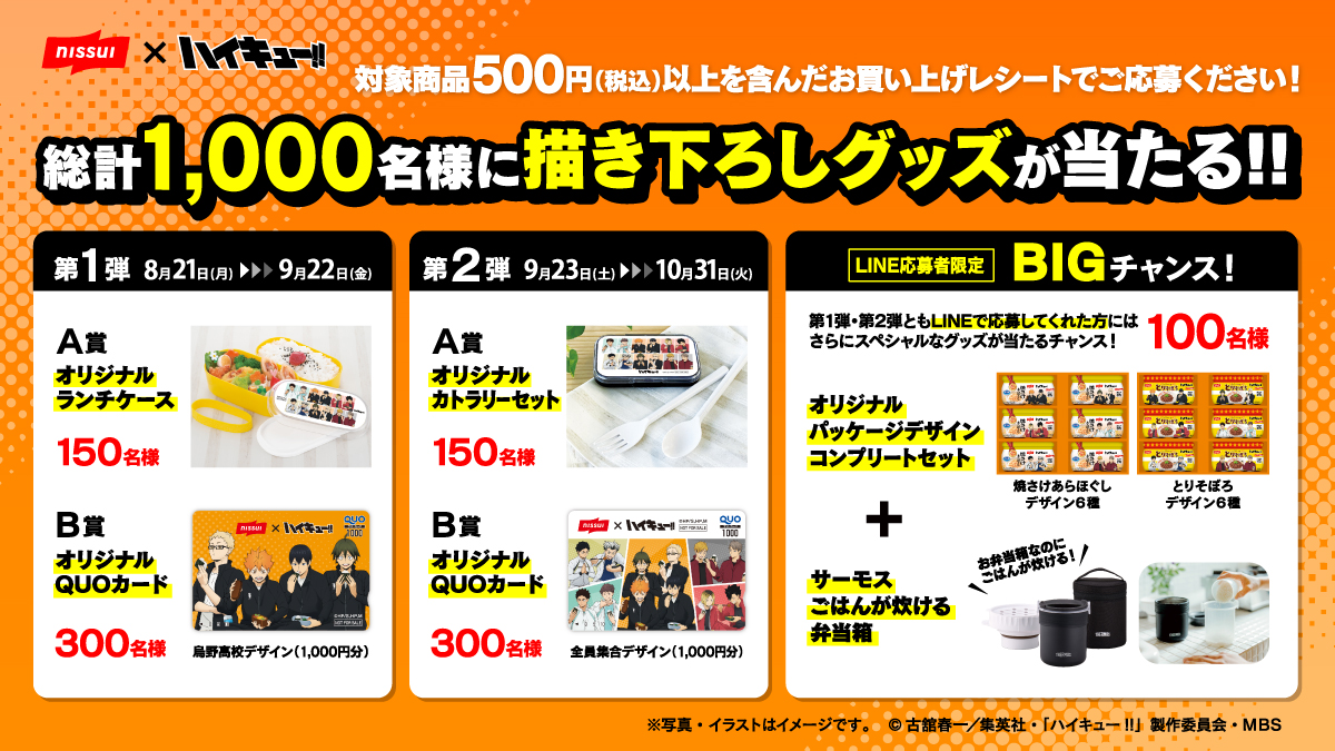 ハイキュー‼×ニッスイ「焼さけあらほぐし」と「とりそぼろ」（びん詰