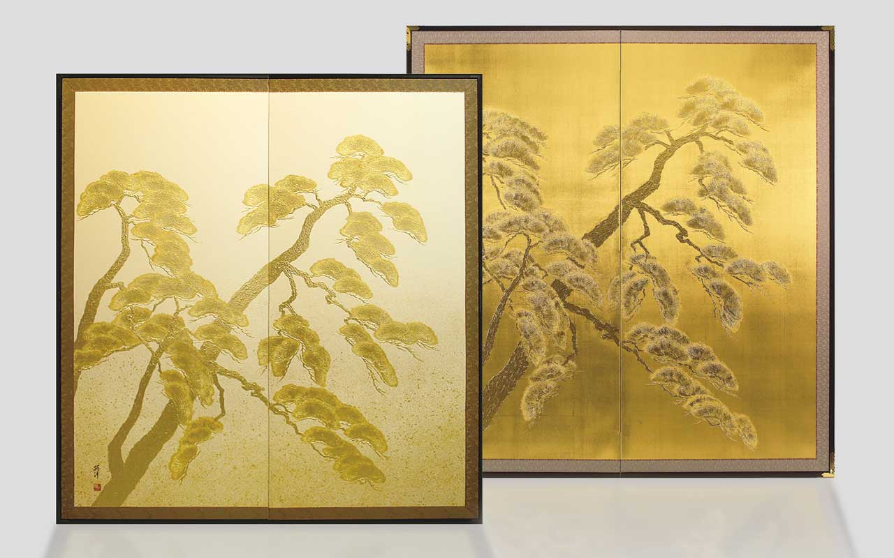 箔一 hakuichi 金箔 金沢箔 金沢 工芸品 利休屏風 寿松(白)