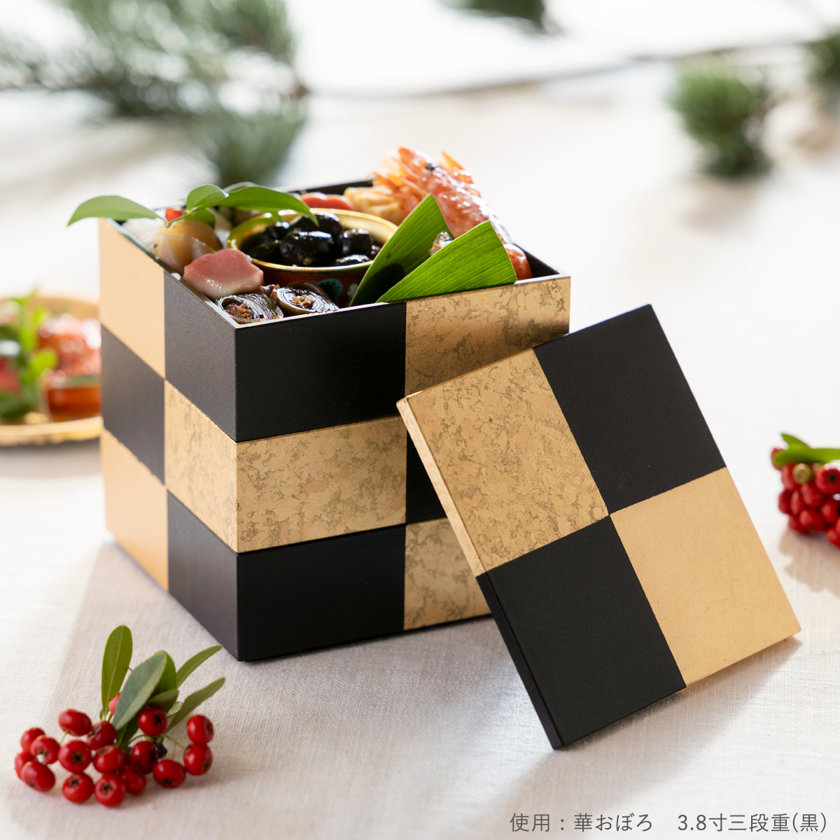 箔一 hakuichi 金箔 金沢箔 金沢 工芸品 金沢箔 華おぼろ 三段重 朱