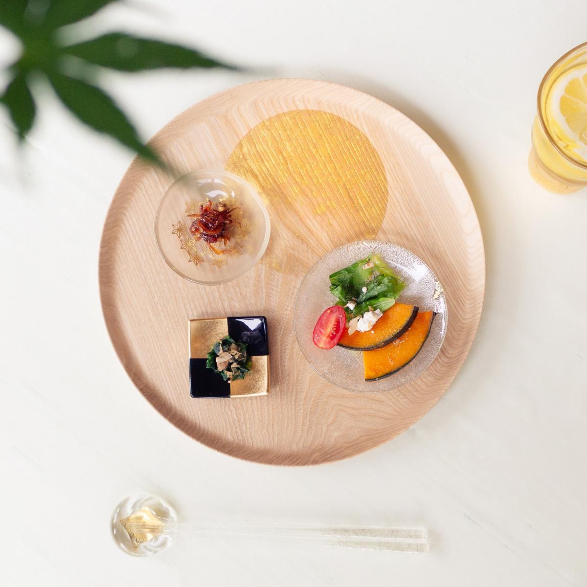 箔一 hakuichi 金箔 金沢箔 金沢 工芸品 【6/30再入荷】おぼろ月トレー(漆)