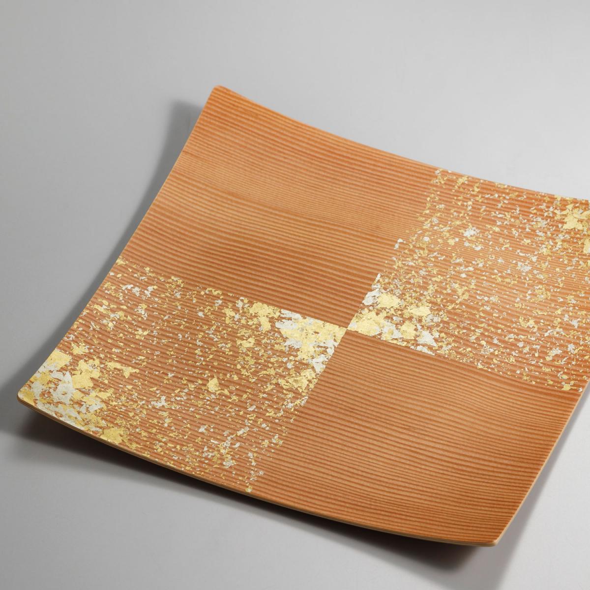 箔一 hakuichi 金箔 金沢箔 金沢 工芸品 市松 木製スクエアプレート(L)