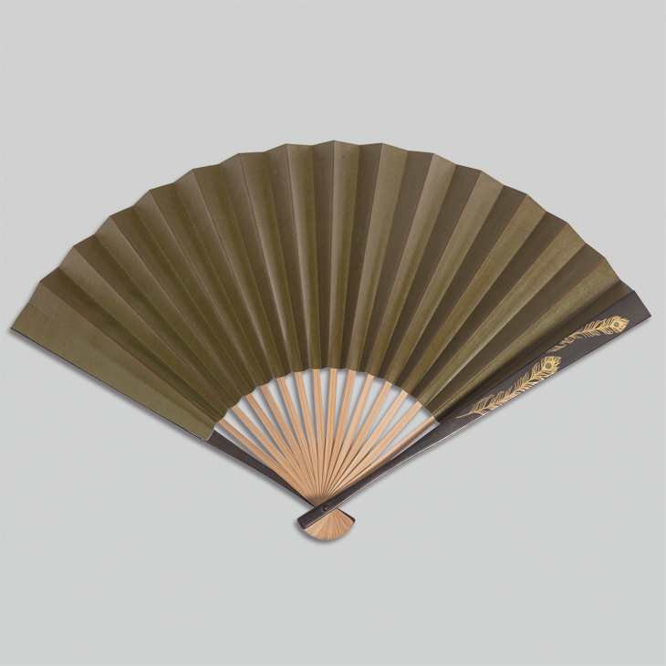 箔一 hakuichi 金箔 金沢箔 金沢 工芸品 柿渋脇漆扇子 孔雀(緑茶)