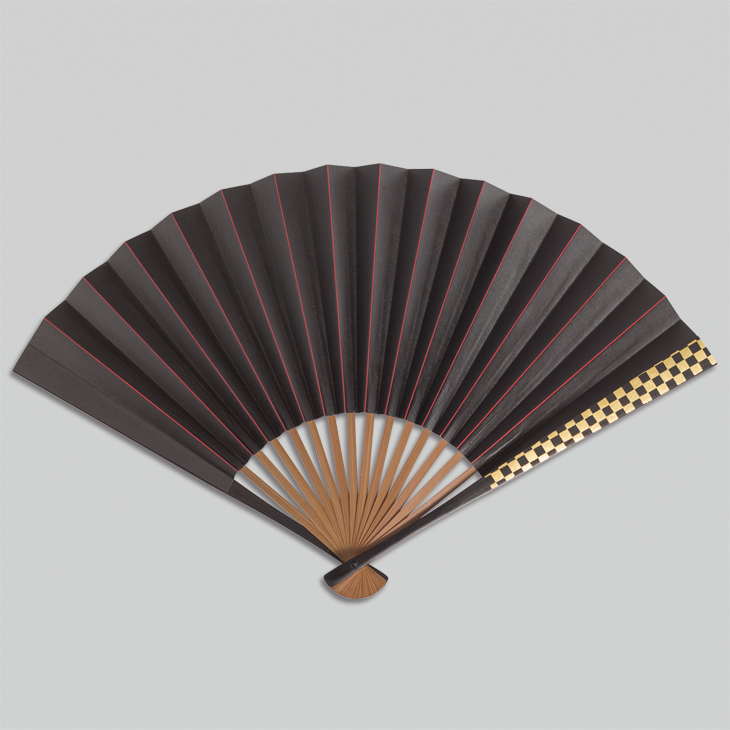 箔一 hakuichi 金箔 金沢箔 金沢 工芸品 柿渋脇漆扇子 市松(赤黒)