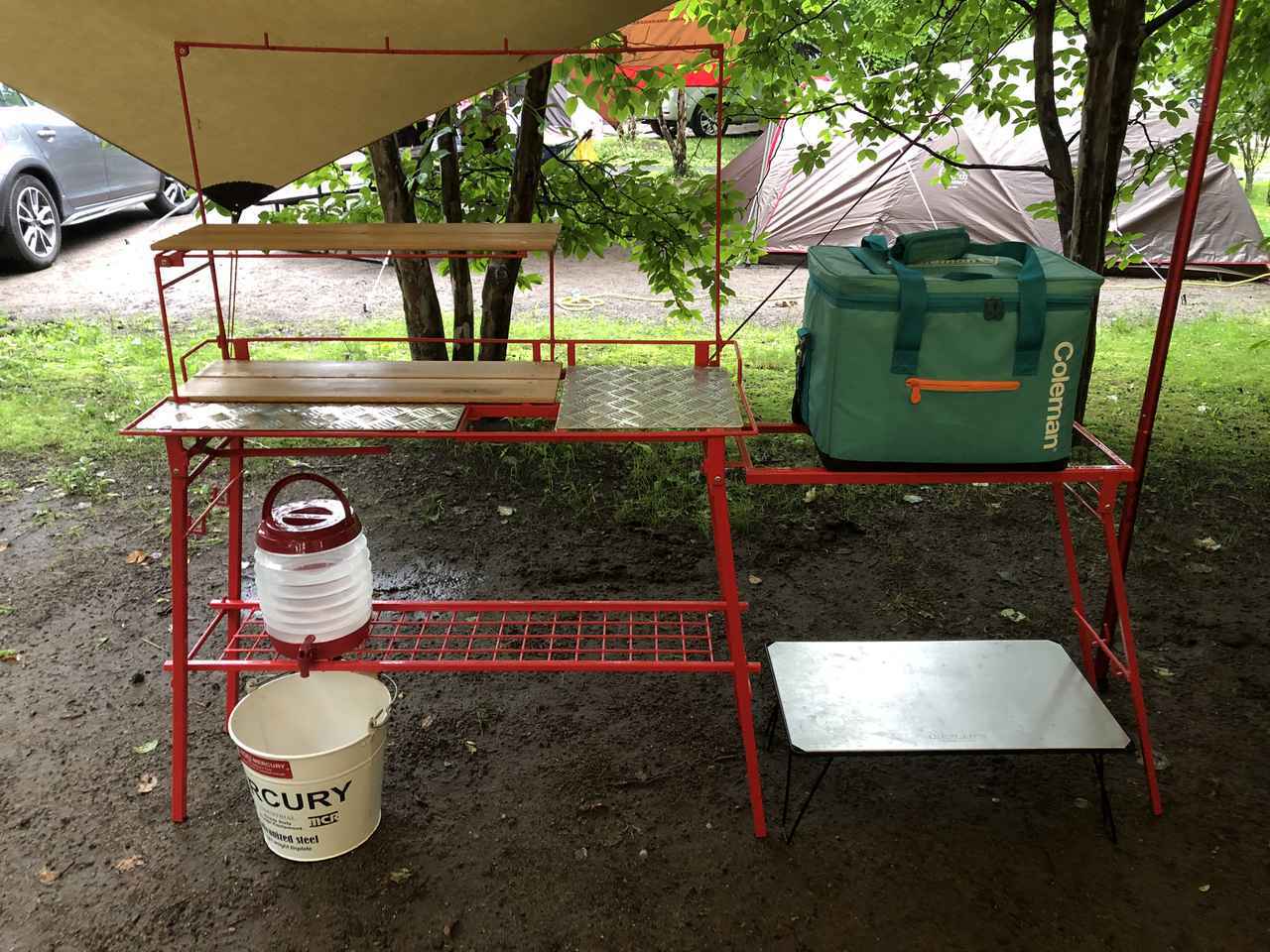 ネイチャートーンズ キッチンカウンターテーブル】キャンプで実際に