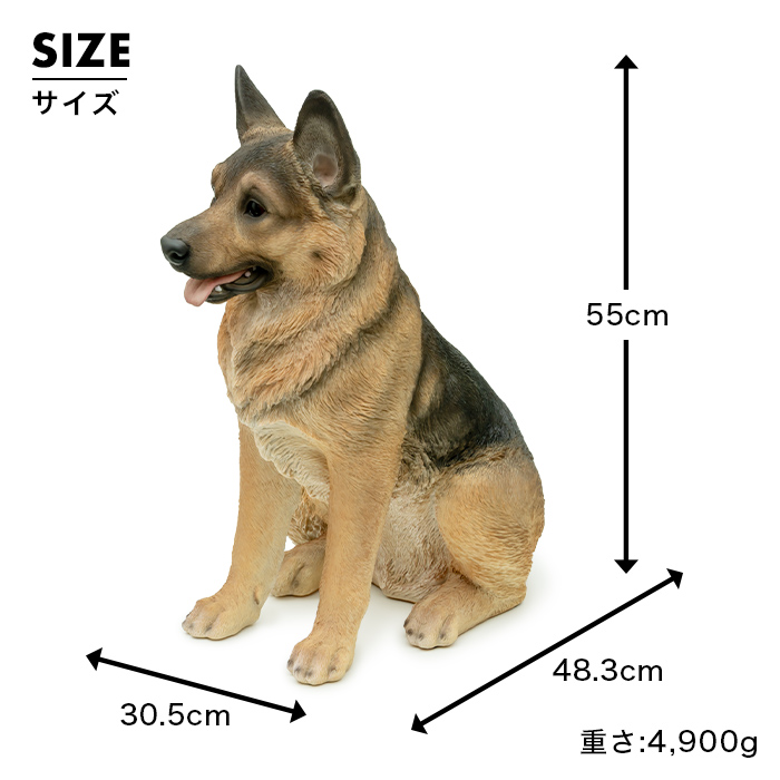 お座りして笑ってるわんこ《 ジャーマンシェパード 55cm》 – ガーデン