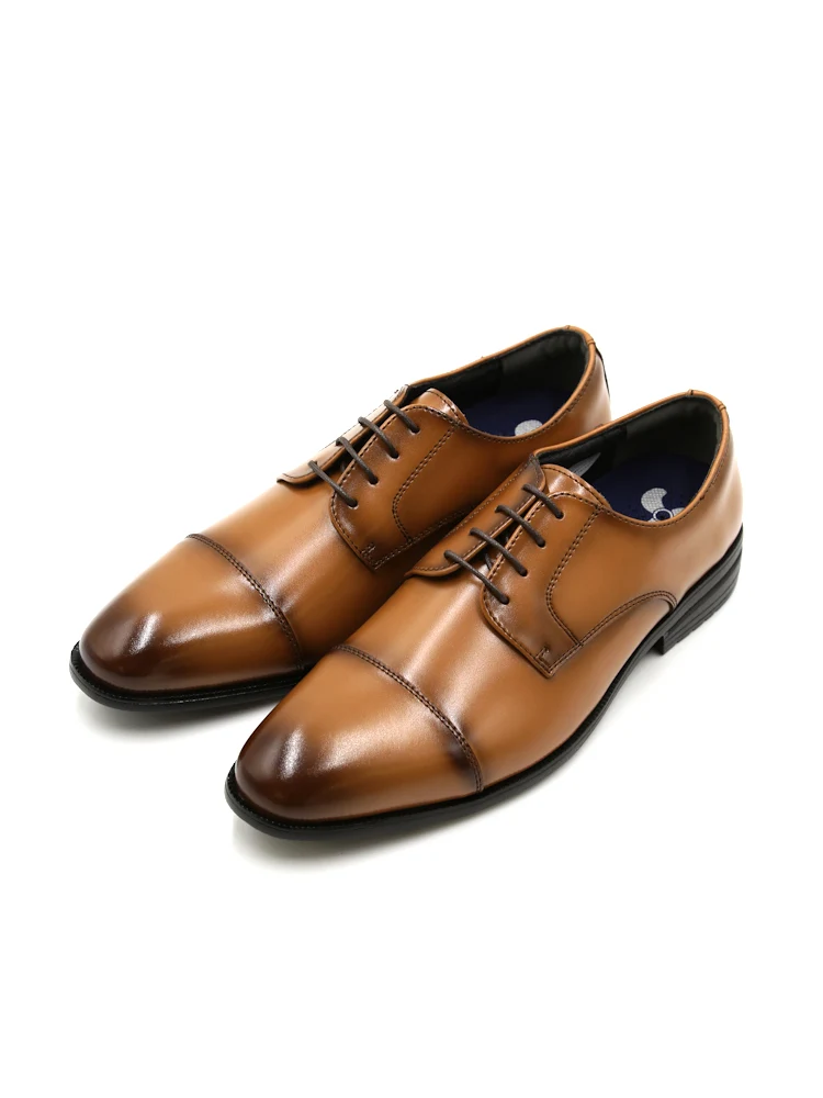 ブラック 【防水】ビジネスシューズ ストレートチップ 外羽根 通気