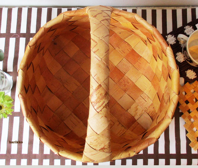 ガリーナ 白樺 持ち手つき かご (New)**（特大サイズ）丸かご