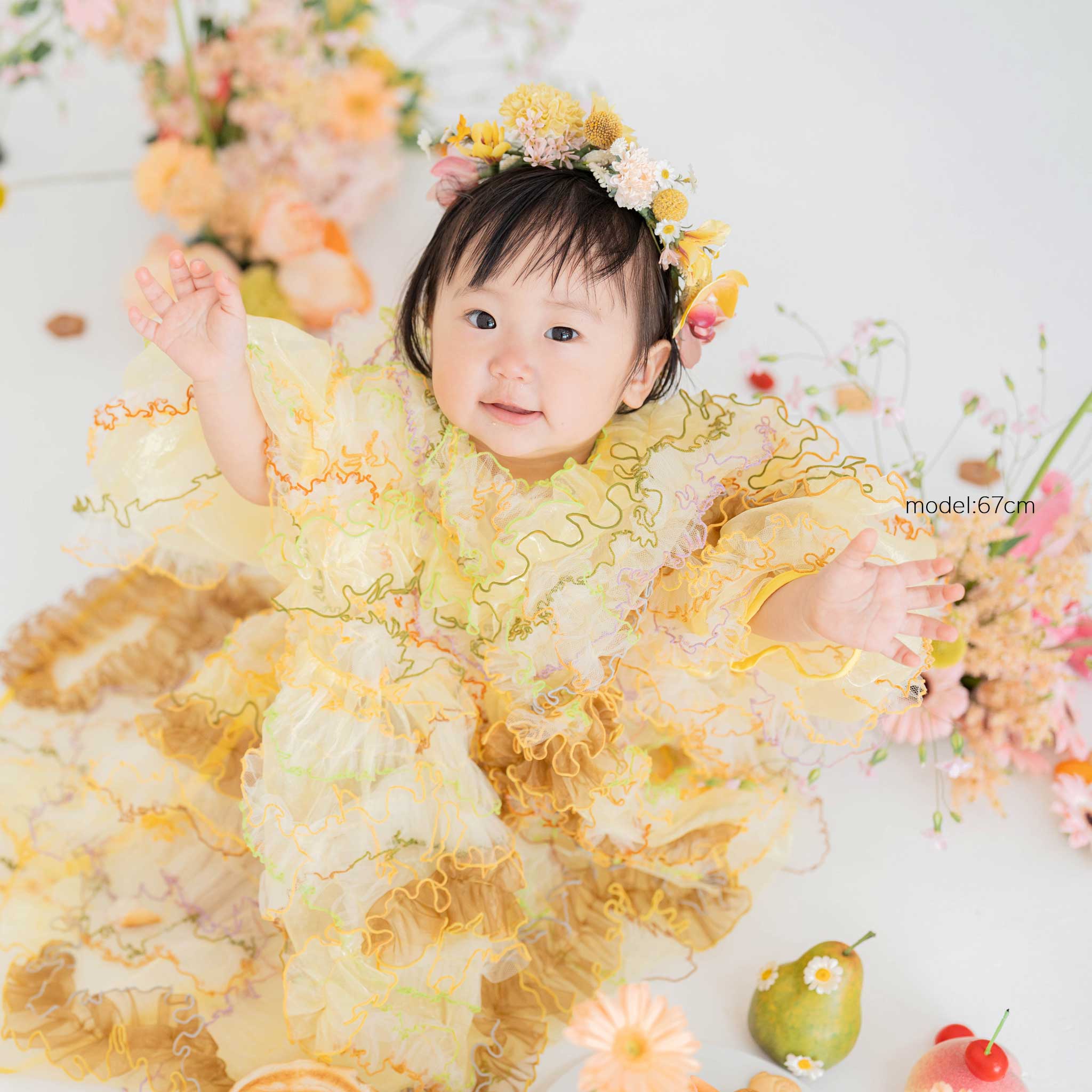 ramarama | ミモザのエッジングチュールドレス｜キッズレンタルドレス