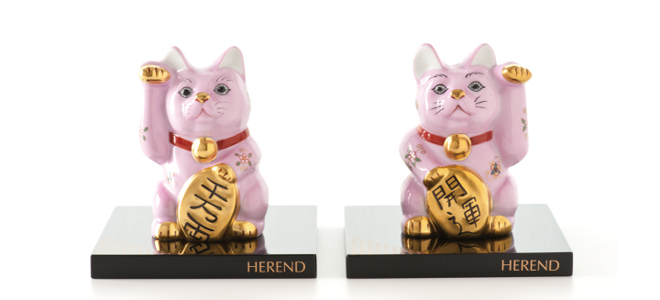 招き猫・ピンク] 右手 千万両