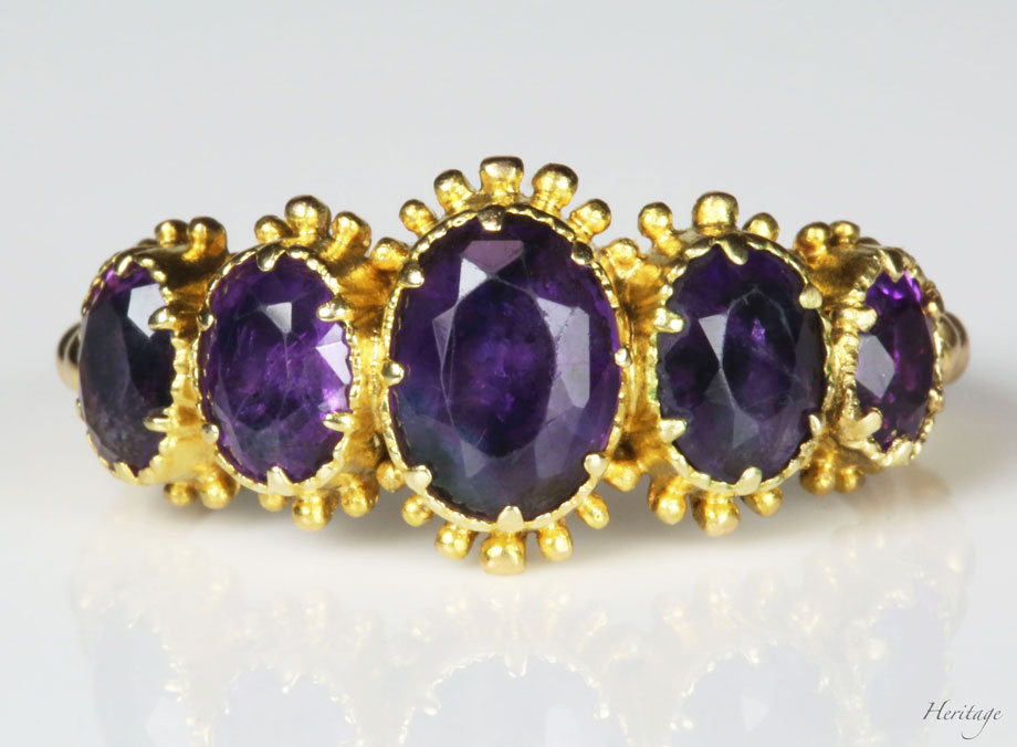 サイベリアン・アメジストの一文字リング | アンティークジュエリー