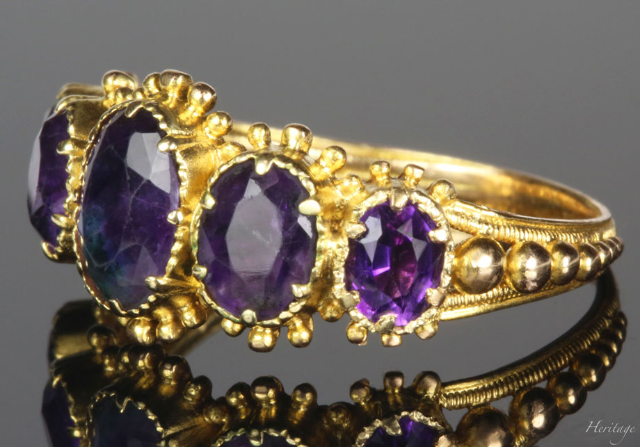 サイベリアン・アメジストの一文字リング | アンティークジュエリー