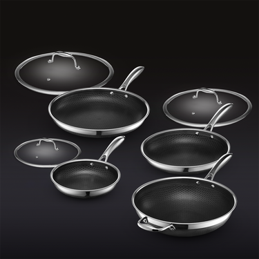 7 pc HexClad Hybrid Cookware Set w/ Lids & Wok – ヘックスクラッド