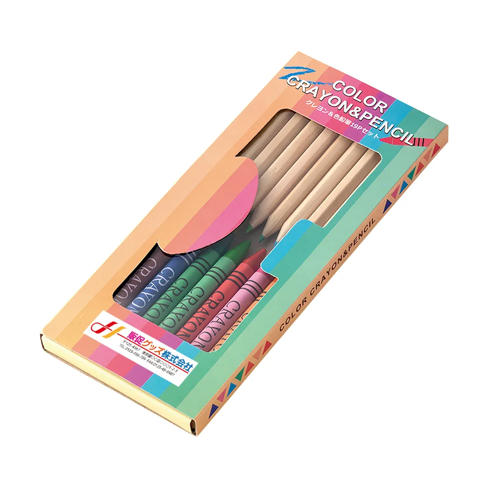 クレヨン＆色鉛筆19Pセット【販促花子ノベルティ】