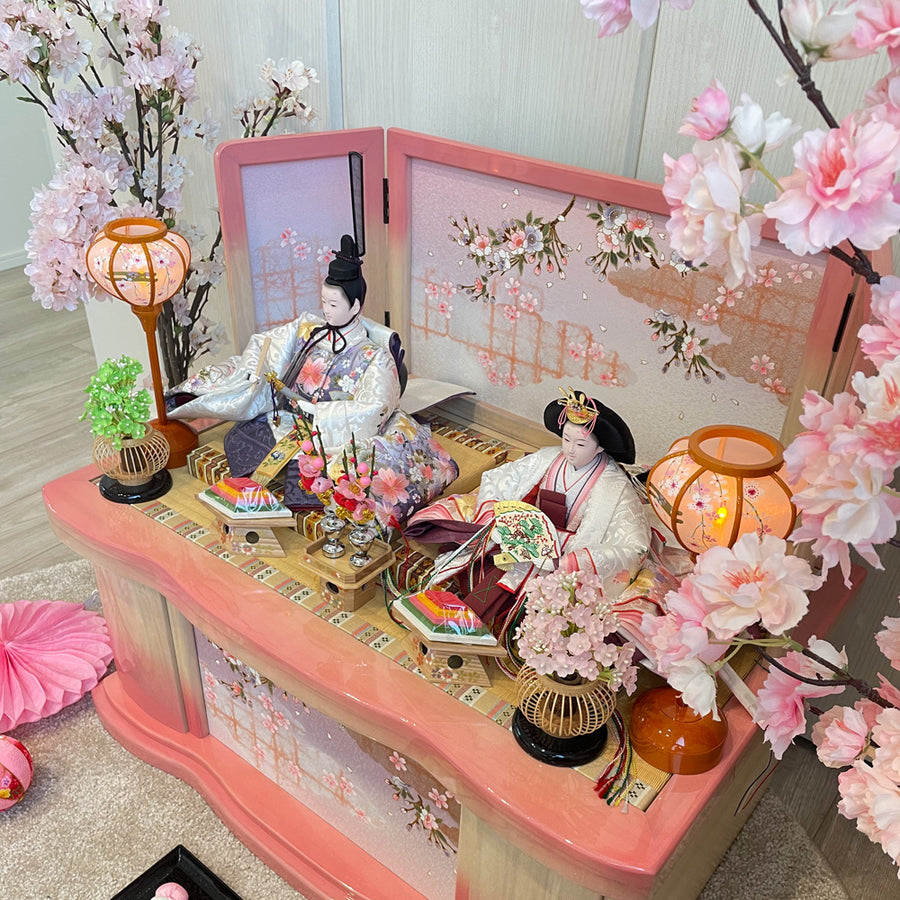 美しい色彩感覚と色使いの雛人形 ピンク系の雛飾り【けい雛】ひな祭り