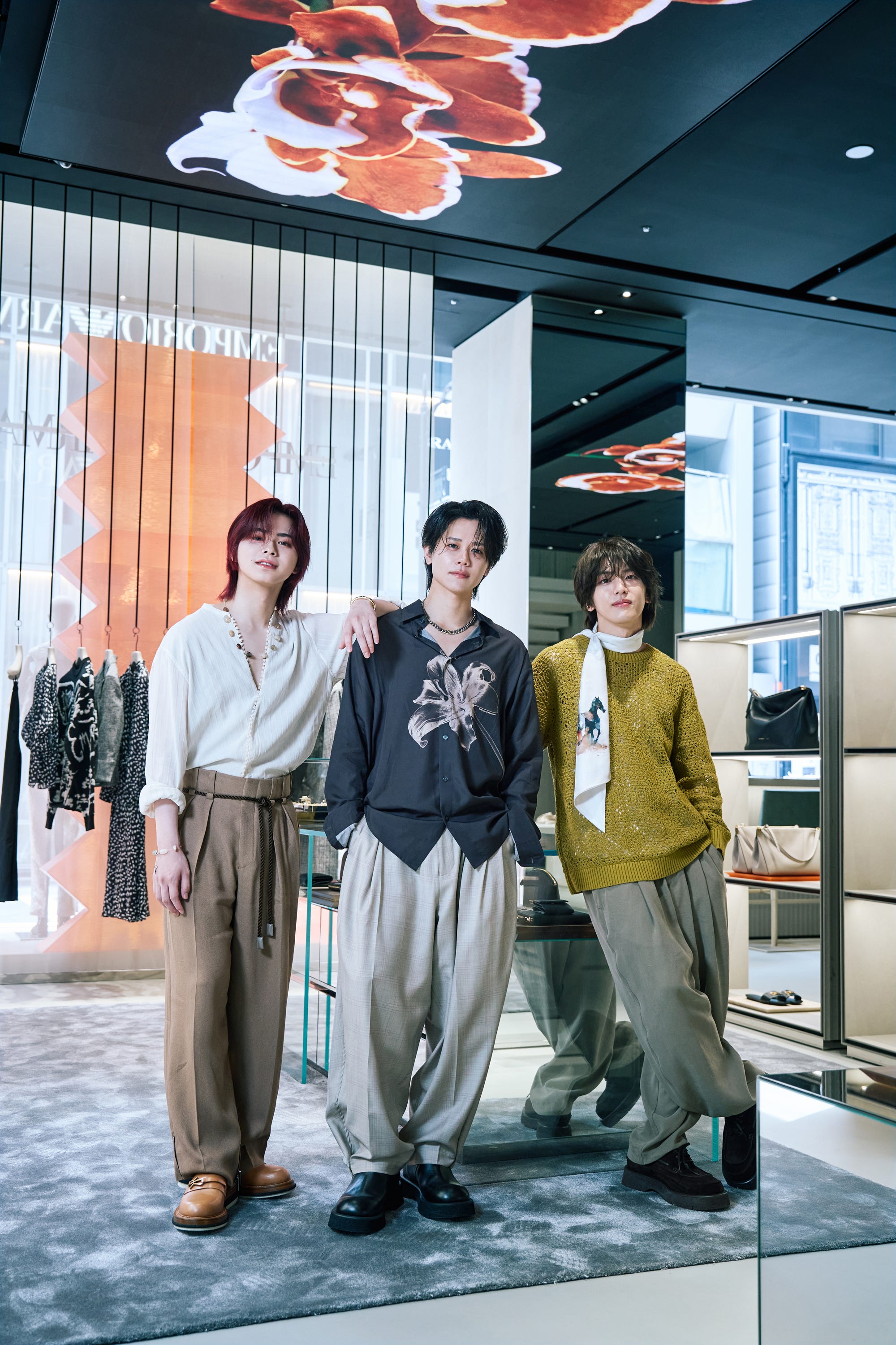 INI 松田迅、藤牧京介、髙塚大夢がエンポリオ アルマーニの新旗艦店に