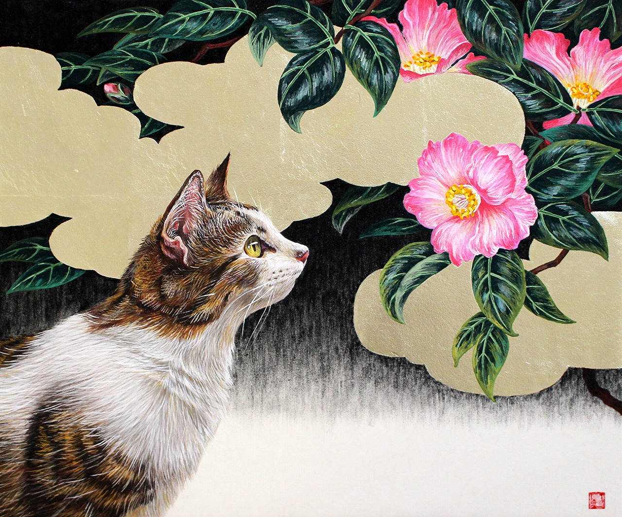 外山寛子 「萌し」日本画 8号 真作保証 琳派 新鋭 Gallery 2017 |