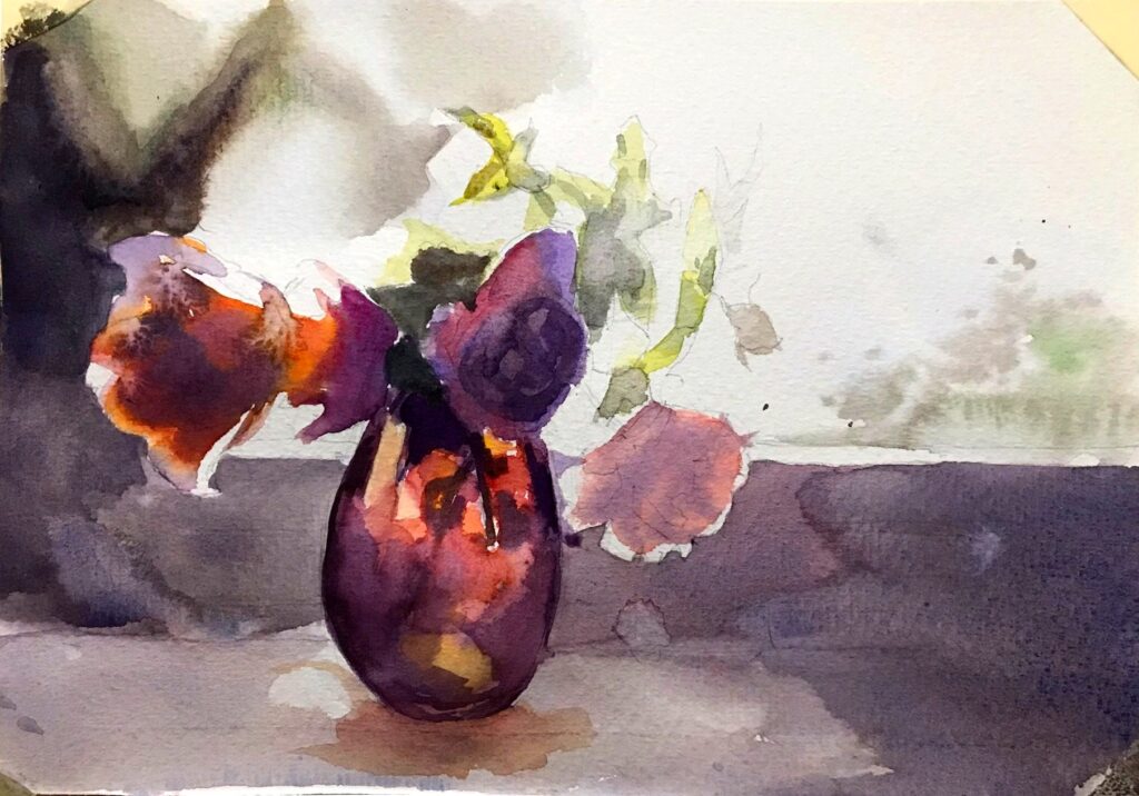 花を水彩で描く・逆光を描く/水彩画研究① | 旅する画家 Hisa Gemma