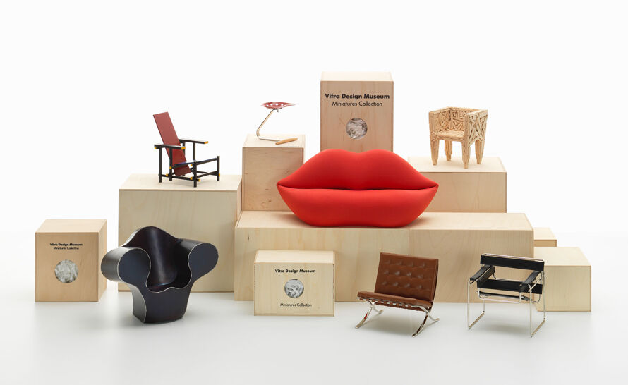 Miniature Charles & Ray Eames La Chaise produced by Vitra Design
