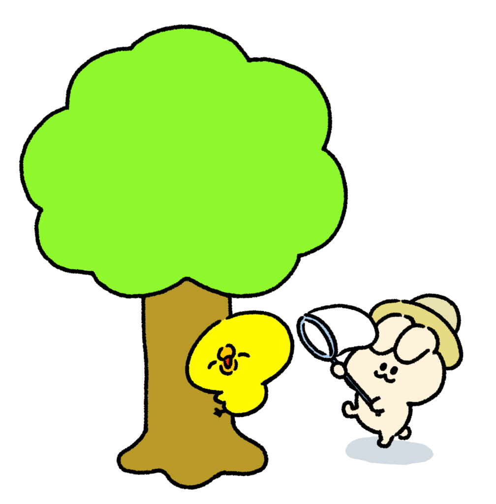 セミになりきったひよこを捕まえようとするうさぎ | ゆるくてかわいい