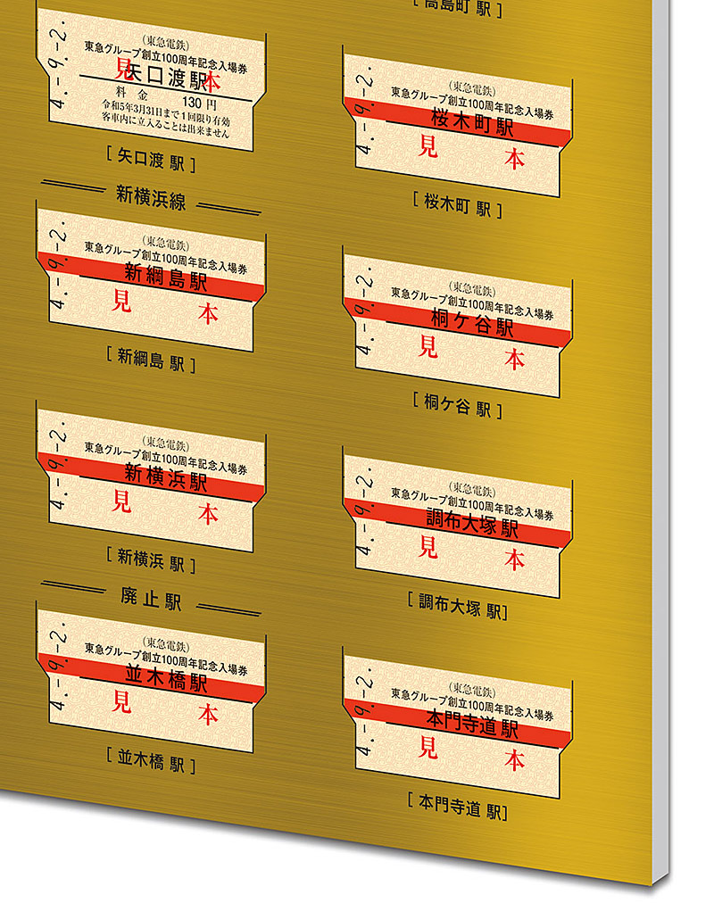 東急100周年で全96駅セットの「記念入場券」、一足早く新綱島も登場