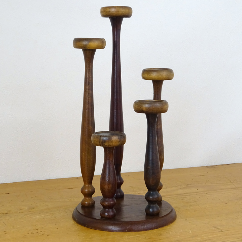 ヴィンテージ 木製 キャンドル ホルダー | アンティークショップ Home