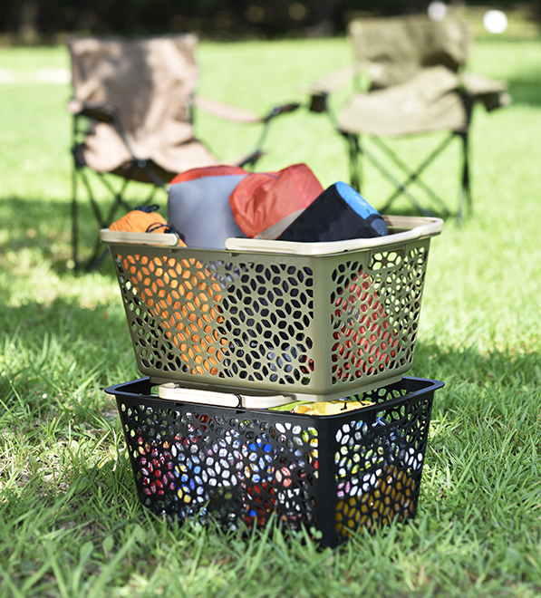 ハンドル積み重ねバスケット - 軽井沢生活雑貨ホームバザー