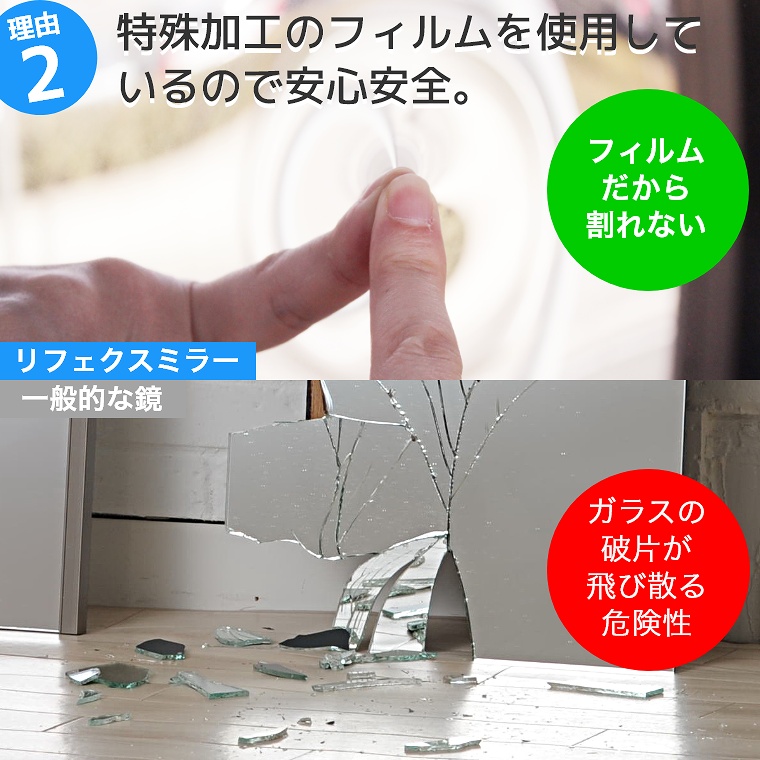 割れない鏡 鏡 全身鏡 フィルムミラー ショート姿見 リフェクスミラー