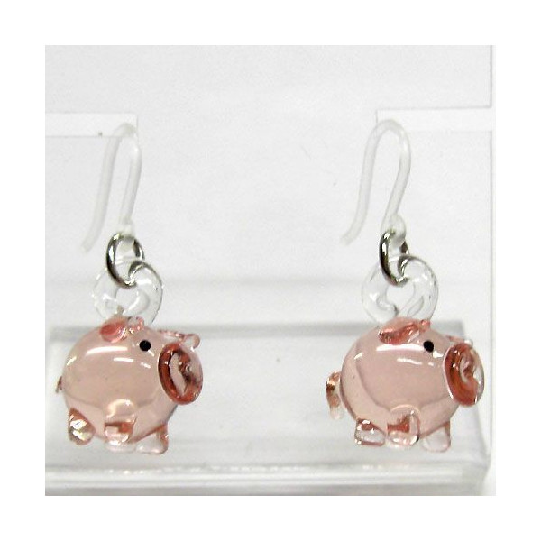 ピンクのブタさん ガラス細工 雑貨 ピアス - 江の島ガラスHOOK
