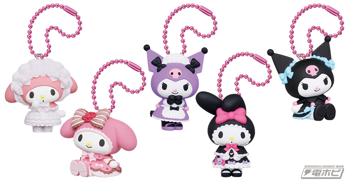 ロリータファッションを楽しむマイメロディとクロミのマスコット