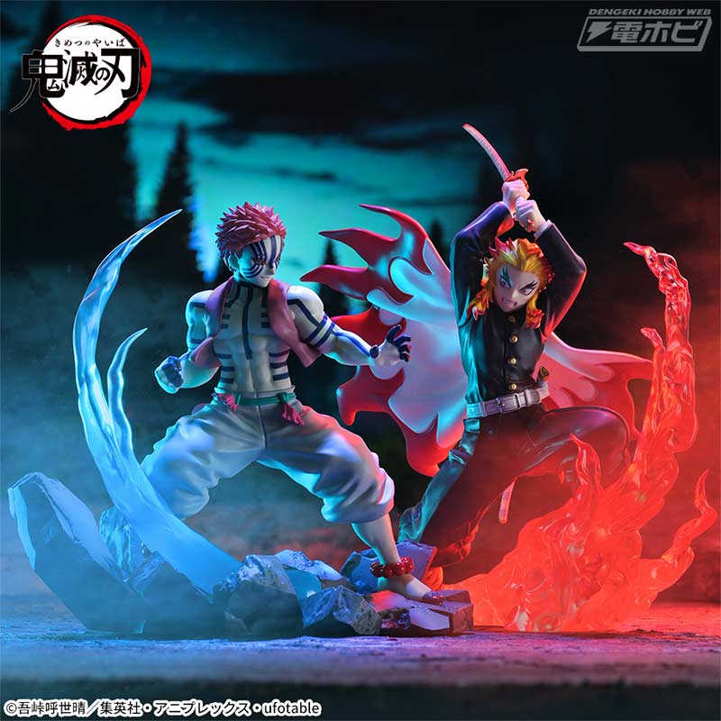 アニメ「鬼滅の刃」より炎柱「煉獄杏寿郎」と上弦の参「猗窩座」の